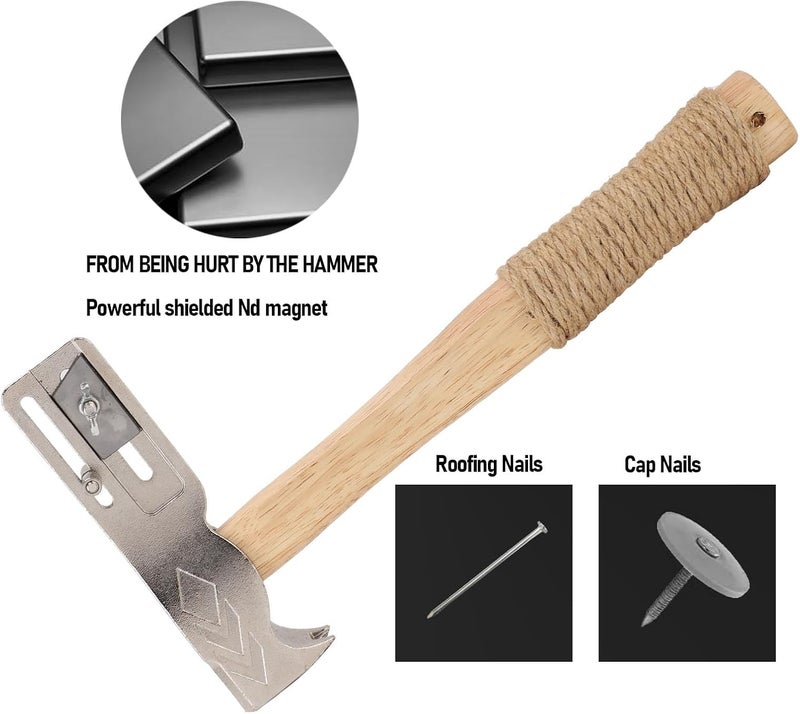 Dpofirs Hacha Para Roofing, Magnetic Roofing Hammer, Multifunctional Magnet Roofing Tool, for Installation of Roofing Nails Felt Hats - Image 3